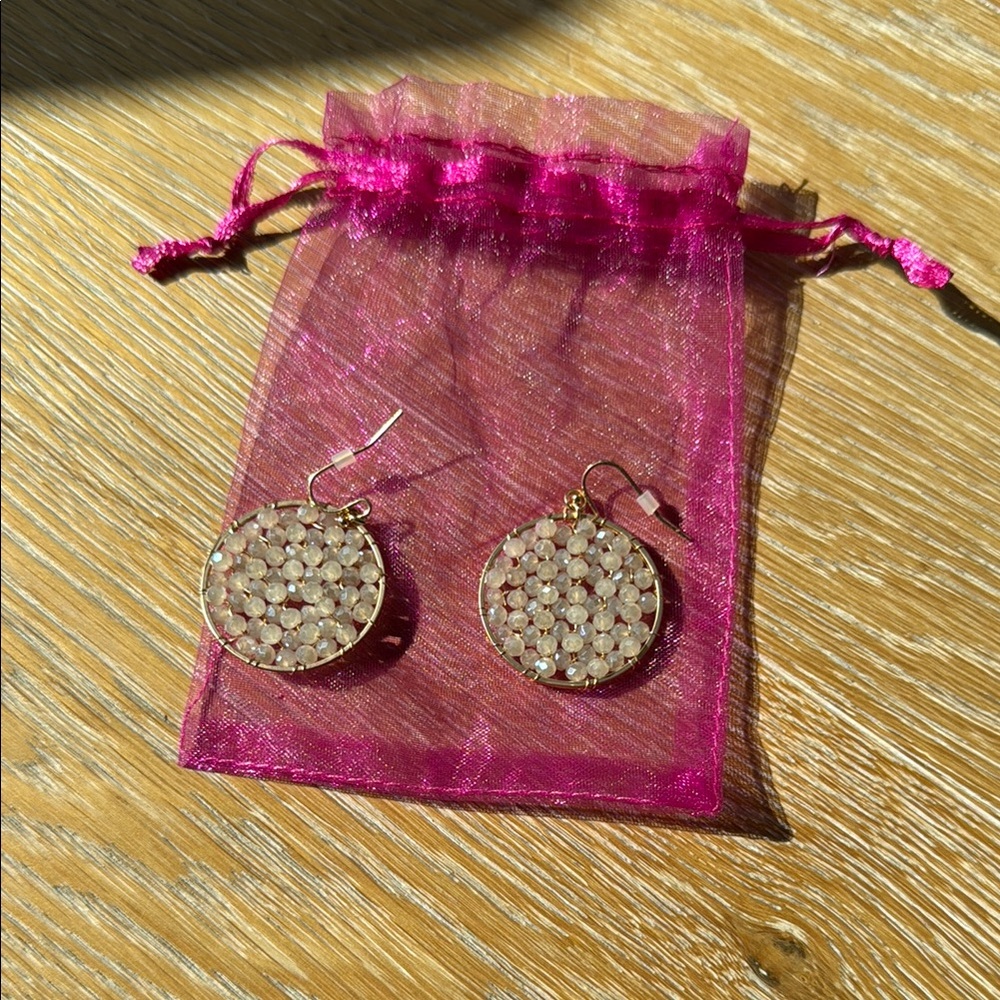 Elegant Gold and Cream Earrings
